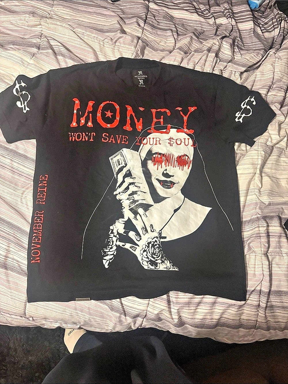 November Reine Graphic Short Sleeve Tee in Black & Red